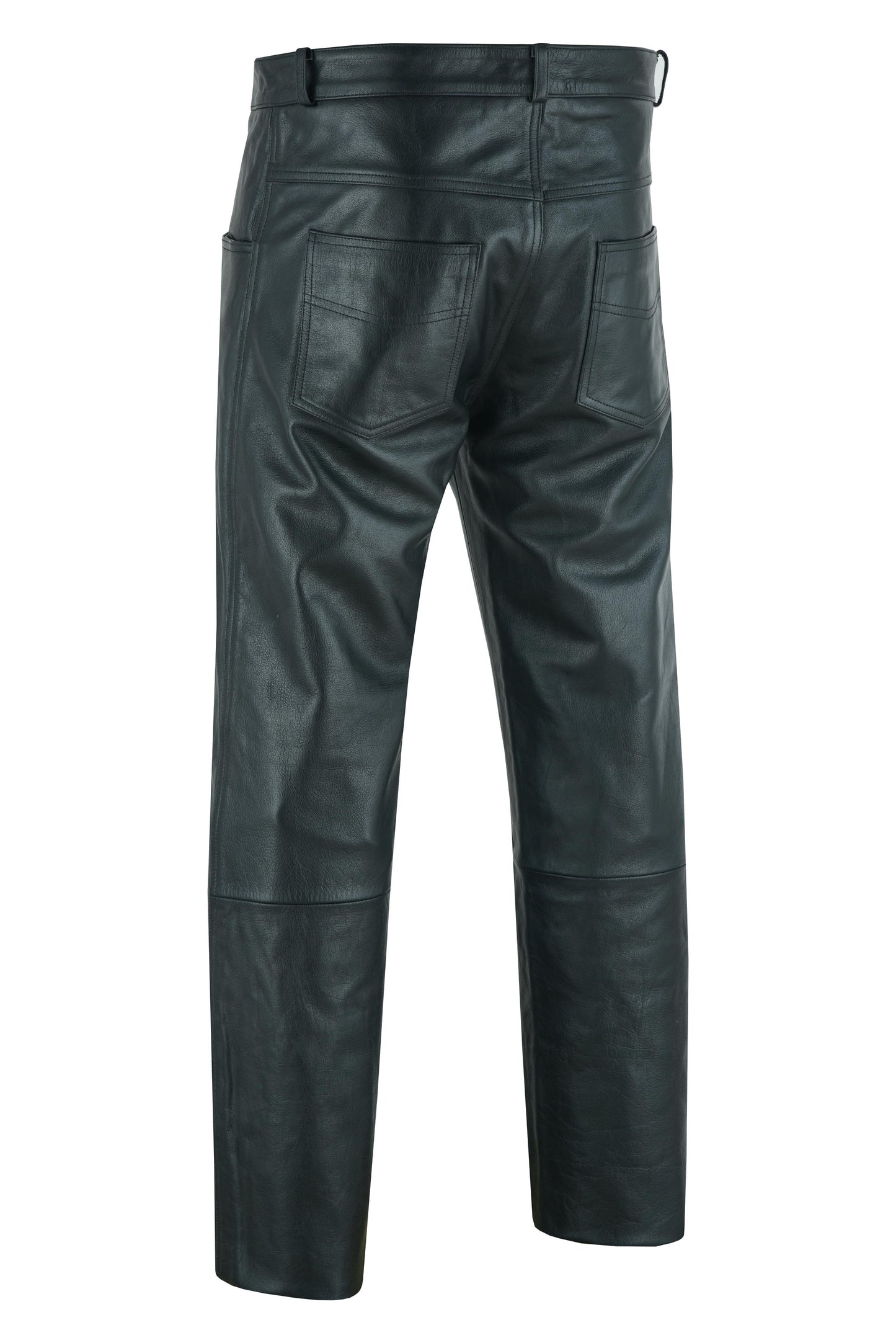 Men's Black Classic 5 Pocket Casual Motorcycle Leather Pants
