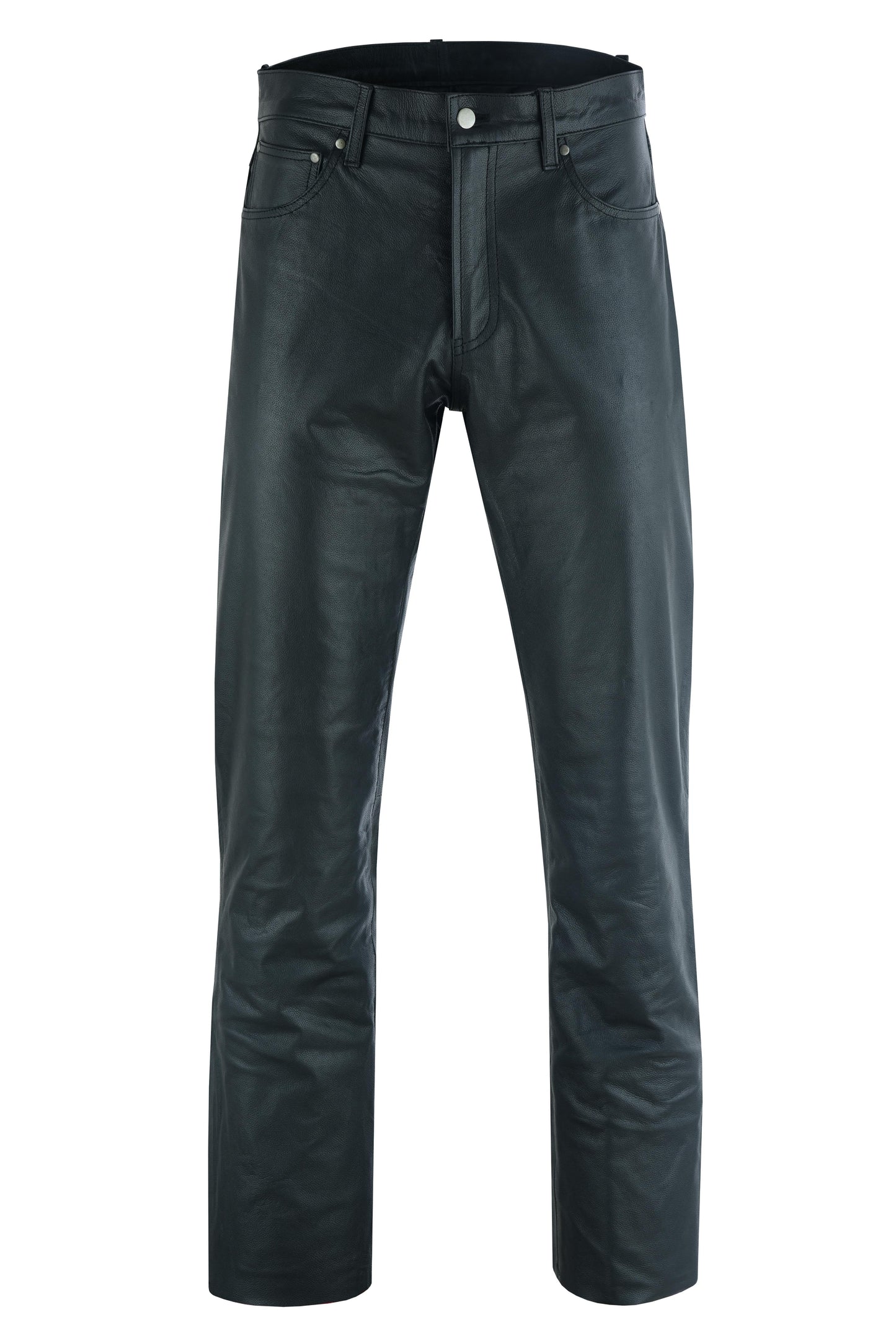 Women's Classic 5 Pocket Black Casual Motorcycle Leather Pants