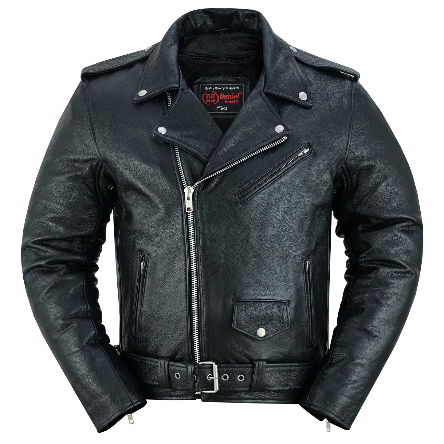 Men's Premium Classic Plain Side Police Style Jacket - Black