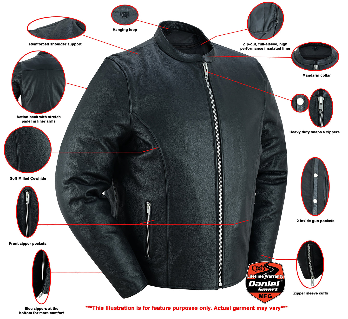 Men's Classic Black Scooter Leather Jacket
