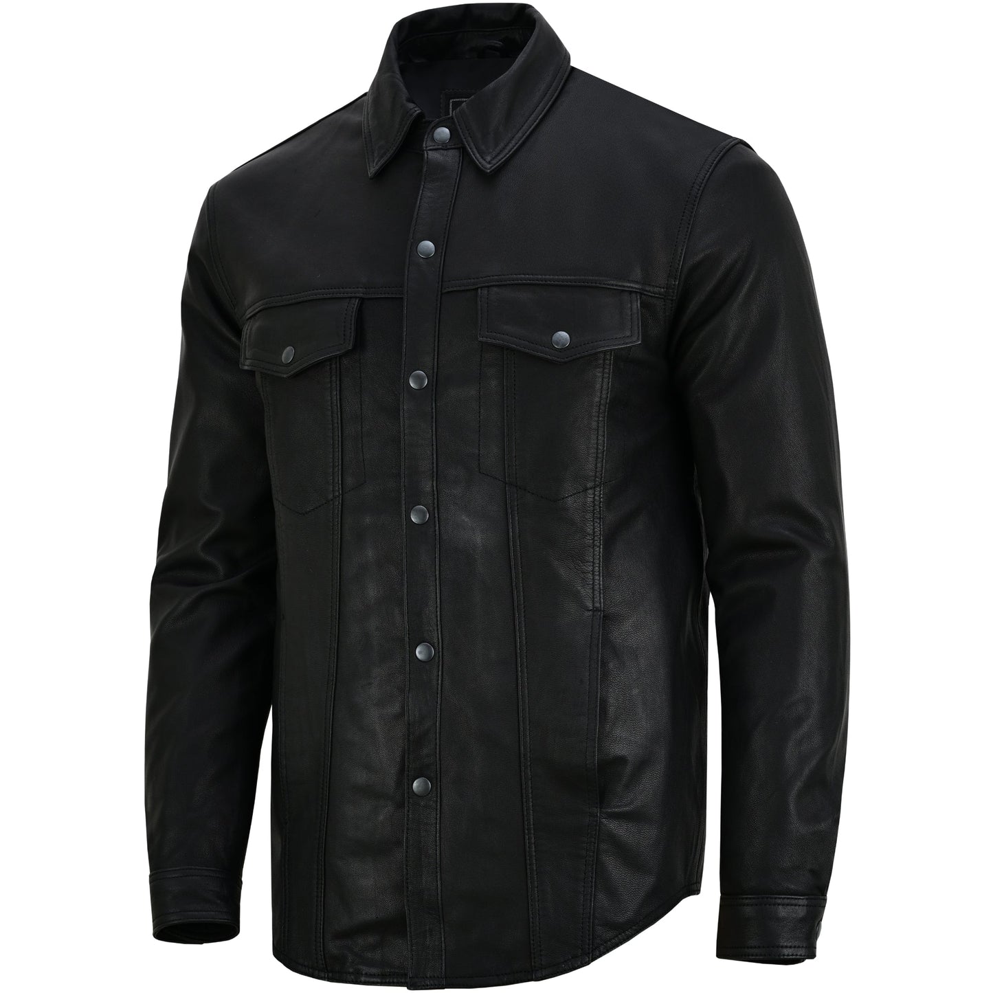 Men's Premium Lightweight  Black Leather Shirt