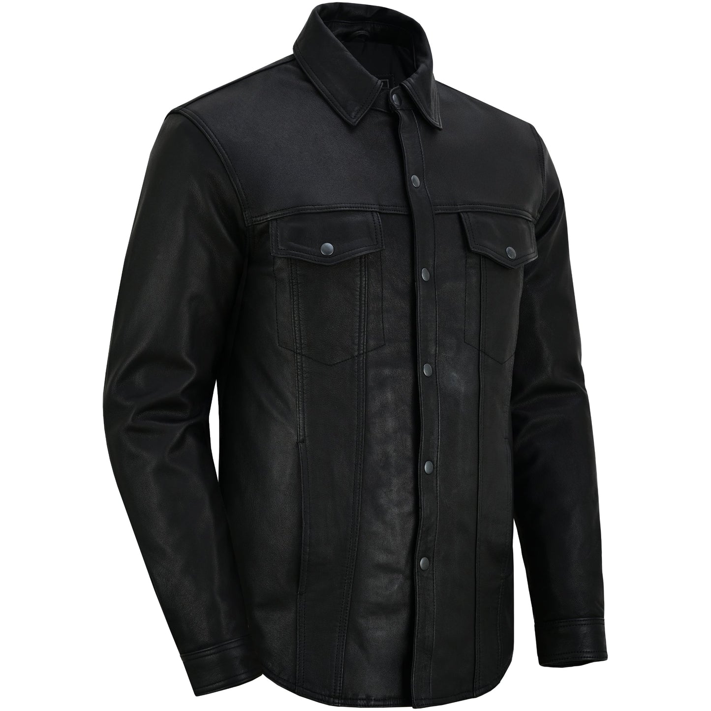 Men's Premium Lightweight  Black Leather Shirt