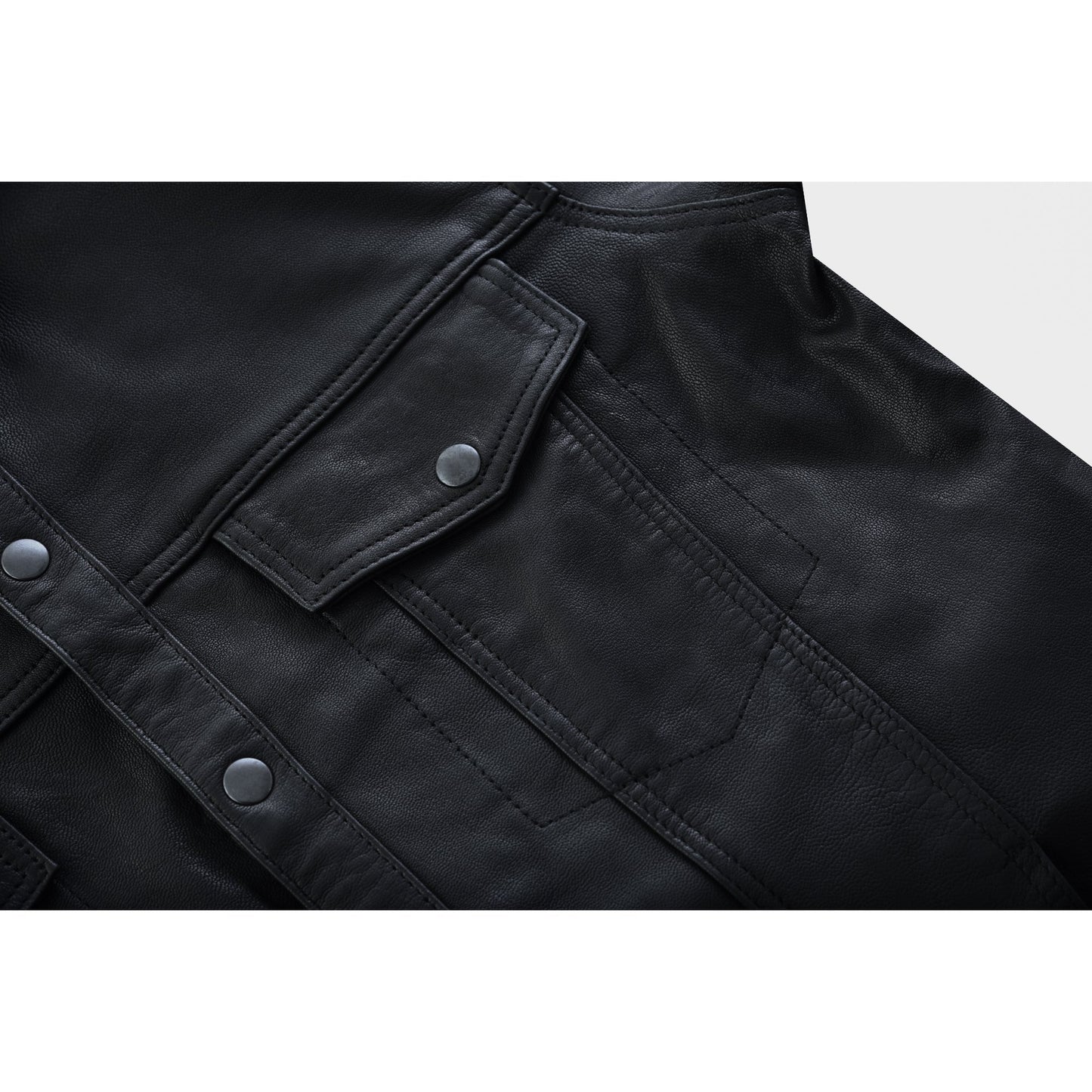 Men's Premium Lightweight  Black Leather Shirt