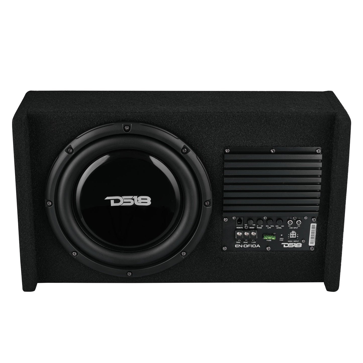 10" Loaded Amplified Shallow Down Fire Subwoofer Enclosure 250 Watts Rms