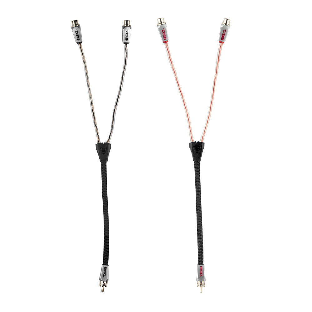 Level 3 RCA 100% Copper OFC Y Connector 2 FEMALE  to 1 MALE -  BLACK / RED Kit