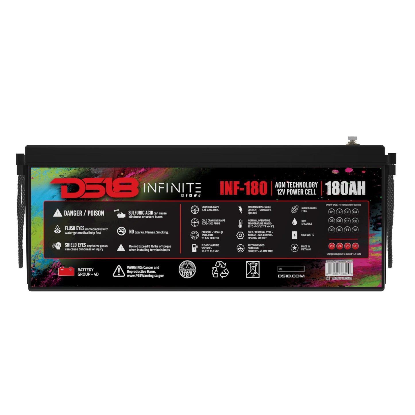 INFINITE 180 AH AGM Power Cell Battery