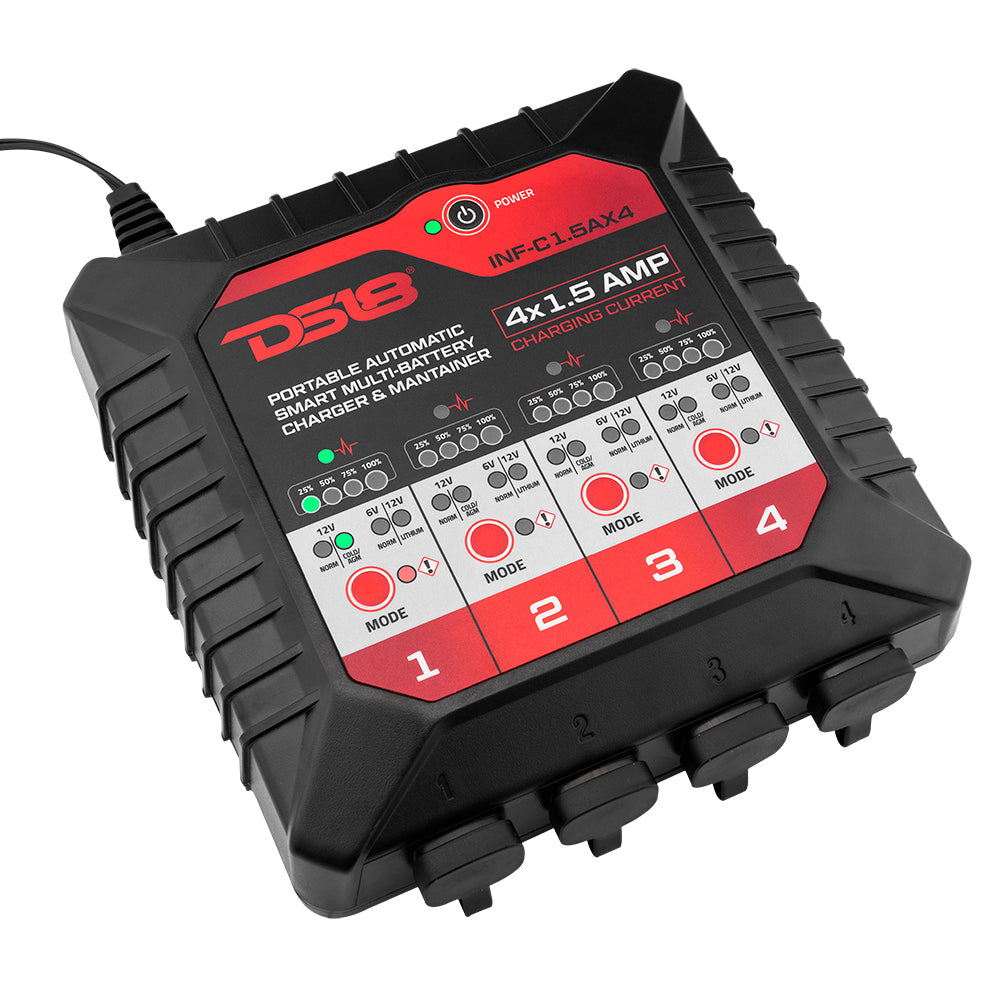 4 X 1.5 AMP Automatic Smart Lithium and AGM Battery Charger and Maintainer
