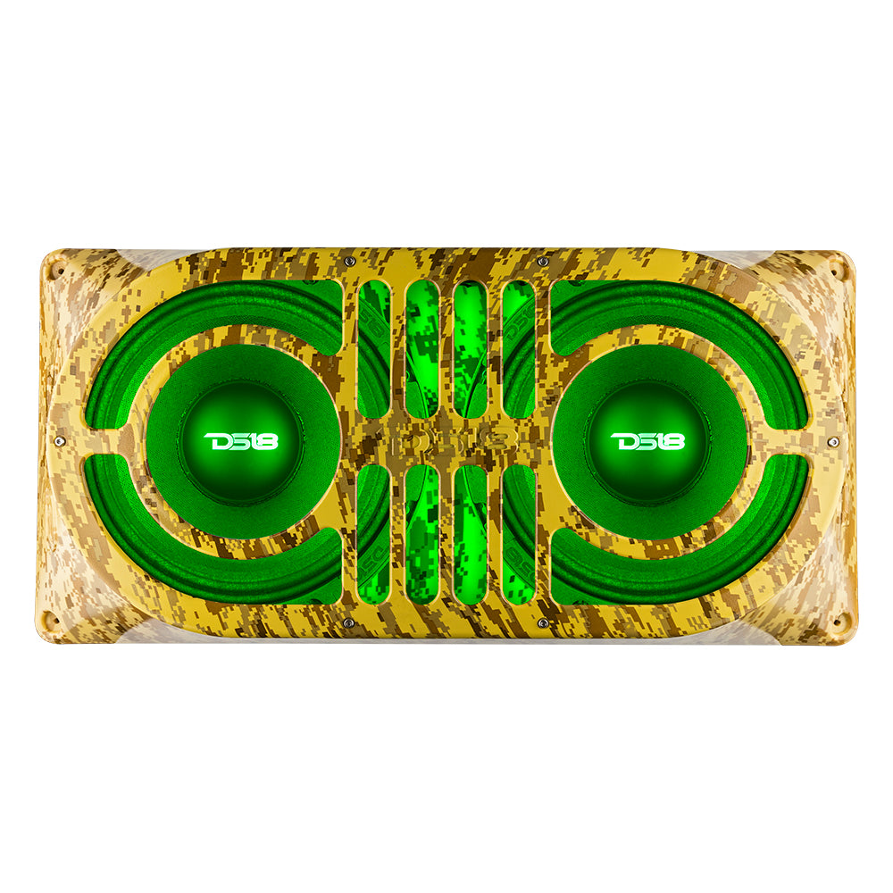 DS18 JBASS/CM Exclusive Jeep Gate Enclosure for 2x10" Shallow Subwoofer Camo Beige