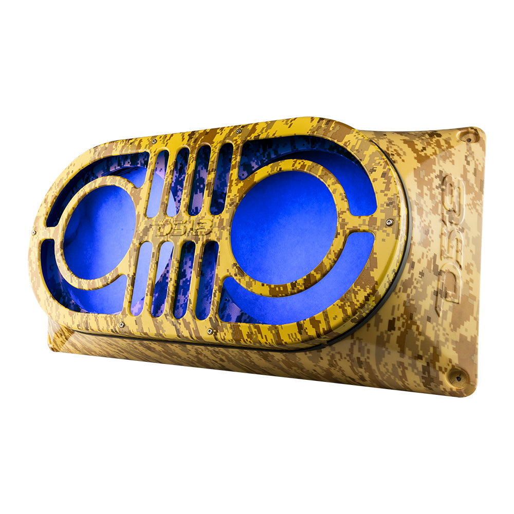 DS18 JBASS/CM Exclusive Jeep Gate Enclosure for 2x10" Shallow Subwoofer Camo Beige