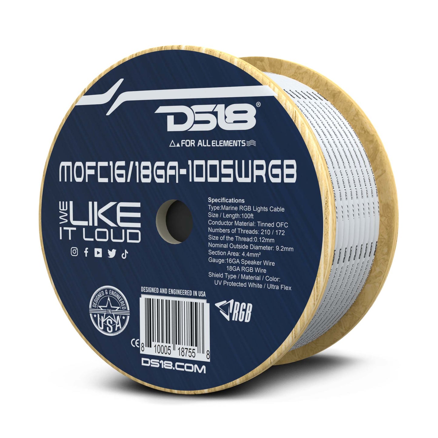 18-GA LED RGB and 16-GA Speaker Wires Marine Grade Tinned 100% Copper OFC -100 Feet