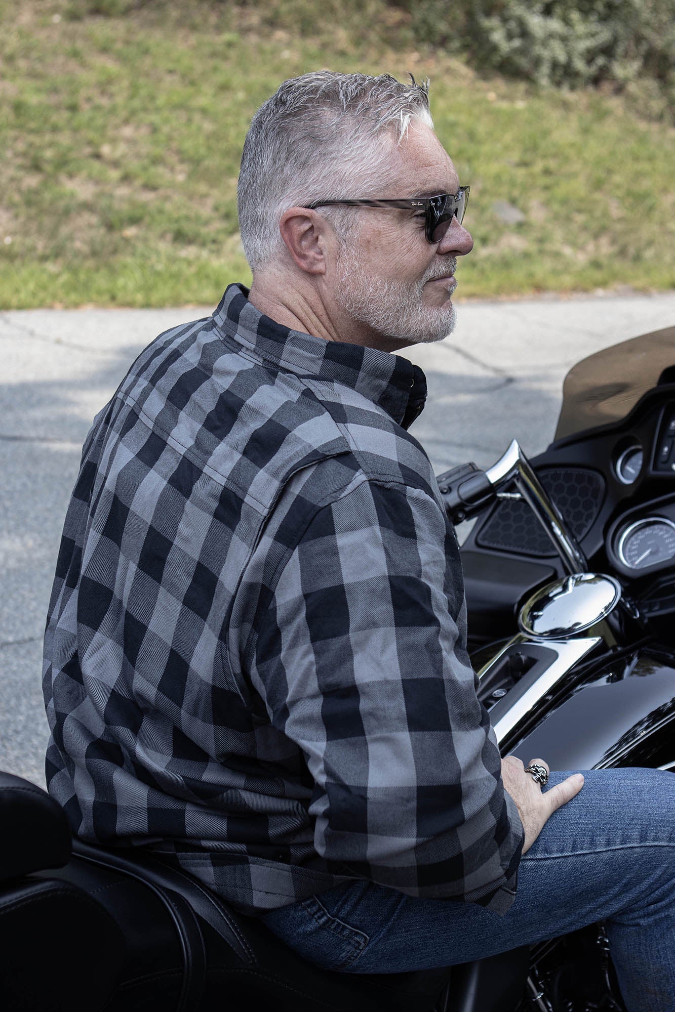 Milwaukee Leather MPM1630 Men's Plaid Flannel Biker Shirt w/ CE Armor - Reinforced w/ Aramid Fibers