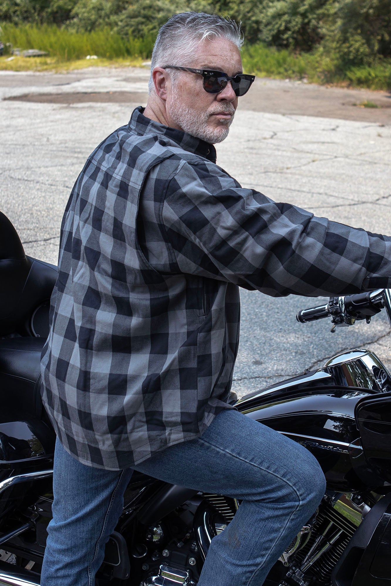 Milwaukee Leather MPM1630 Men's Plaid Flannel Biker Shirt w/ CE Armor - Reinforced w/ Aramid Fibers