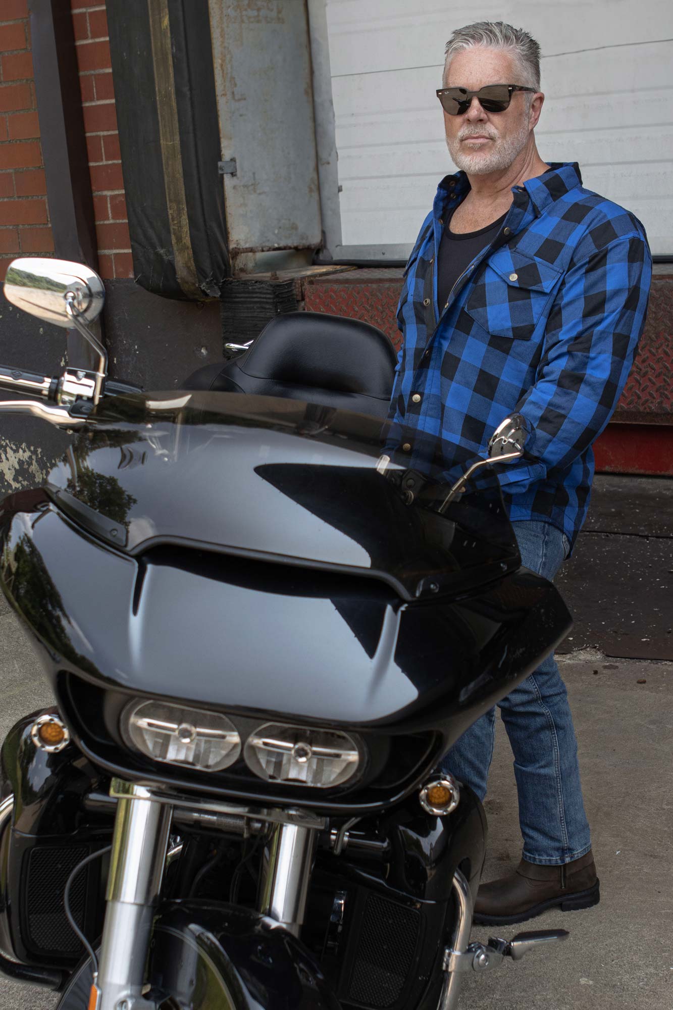 Milwaukee Leather Men's Plaid Flannel Blue Biker Shirt with CE Approved Armor Reinforced w/Aramid Fiber MPM1634