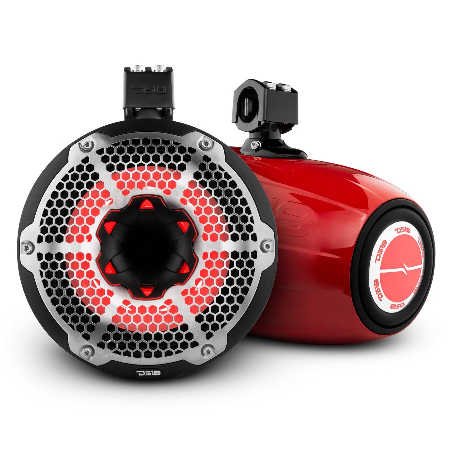 NXL 10" Neodymium Marine and Powersports Towers with Built-in Passive Radiator, 1" Driver and LED RGB Lights 300 Watts Rms