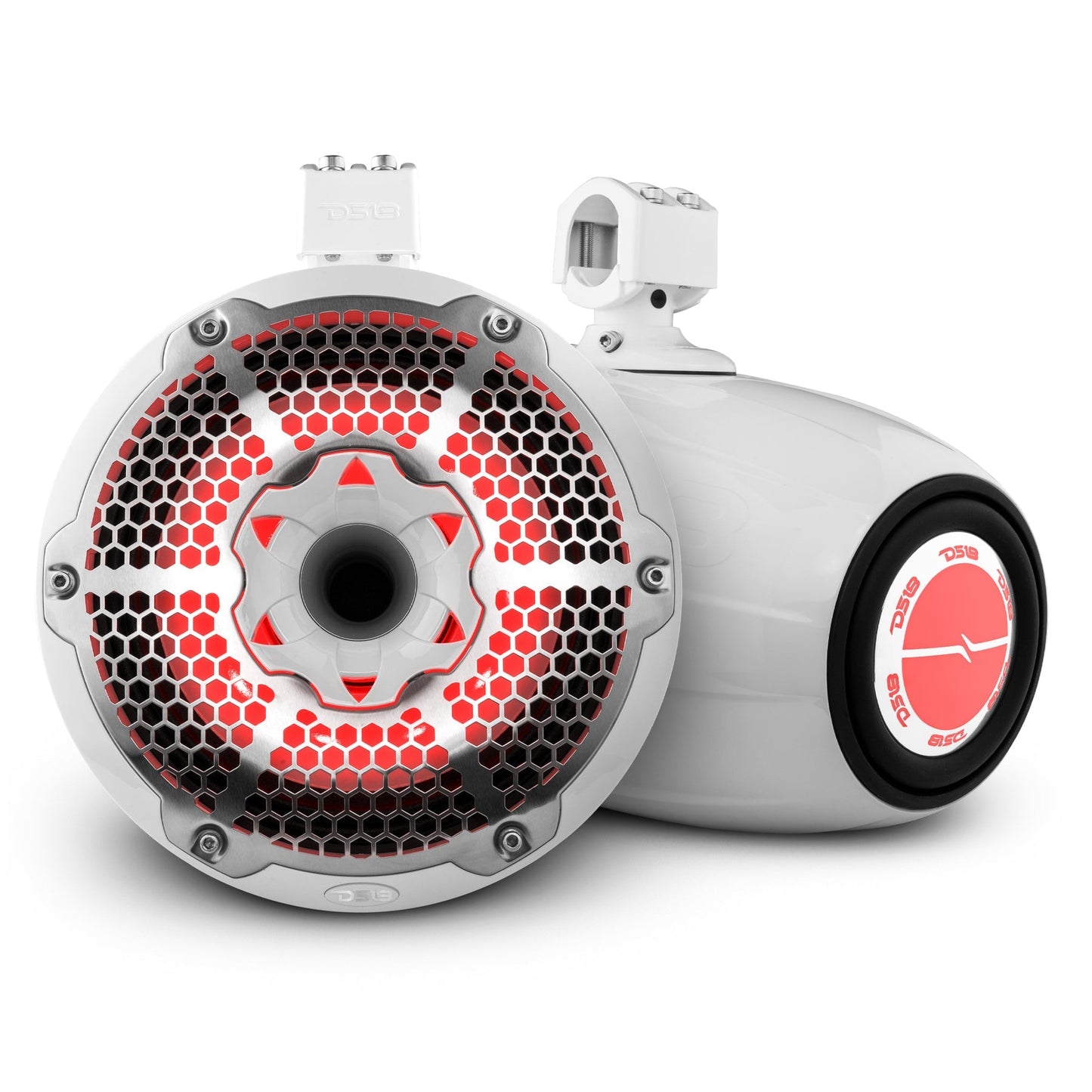 NXL 10" Neodymium Marine and Powersports Towers with Built-in Passive Radiator, 1" Driver and LED RGB Lights 300 Watts Rms