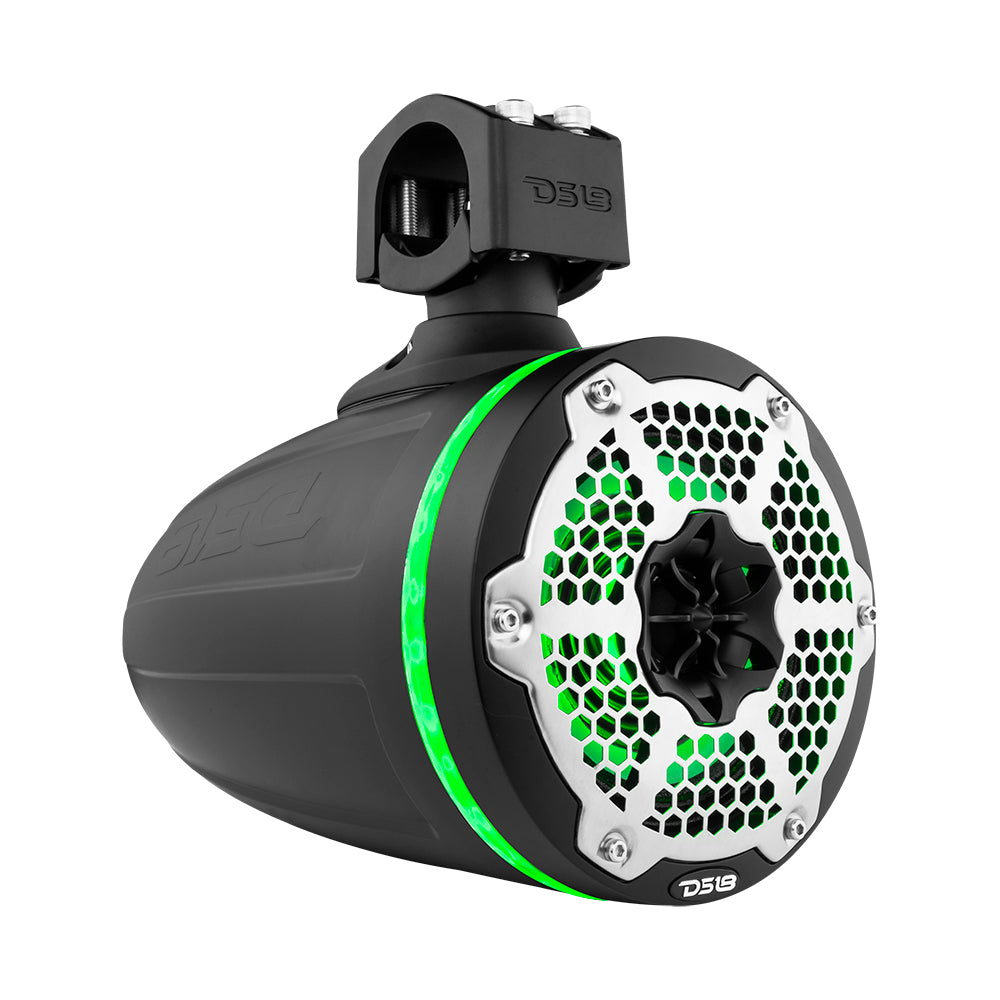 NXL 6.5" Neodymium Marine and Powersports Towers with Built-in Passive Radiator, 1" Driver and LED RGB Lights 150 Watts Rms -Black
