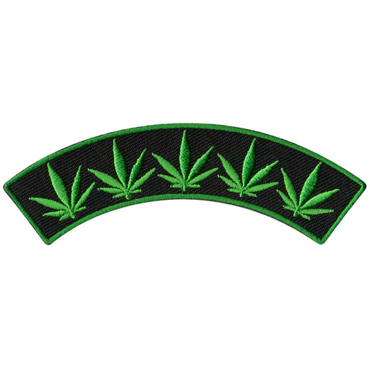 Hot Leathers Pot Leaves 4” X 1” Top Rocker Patch