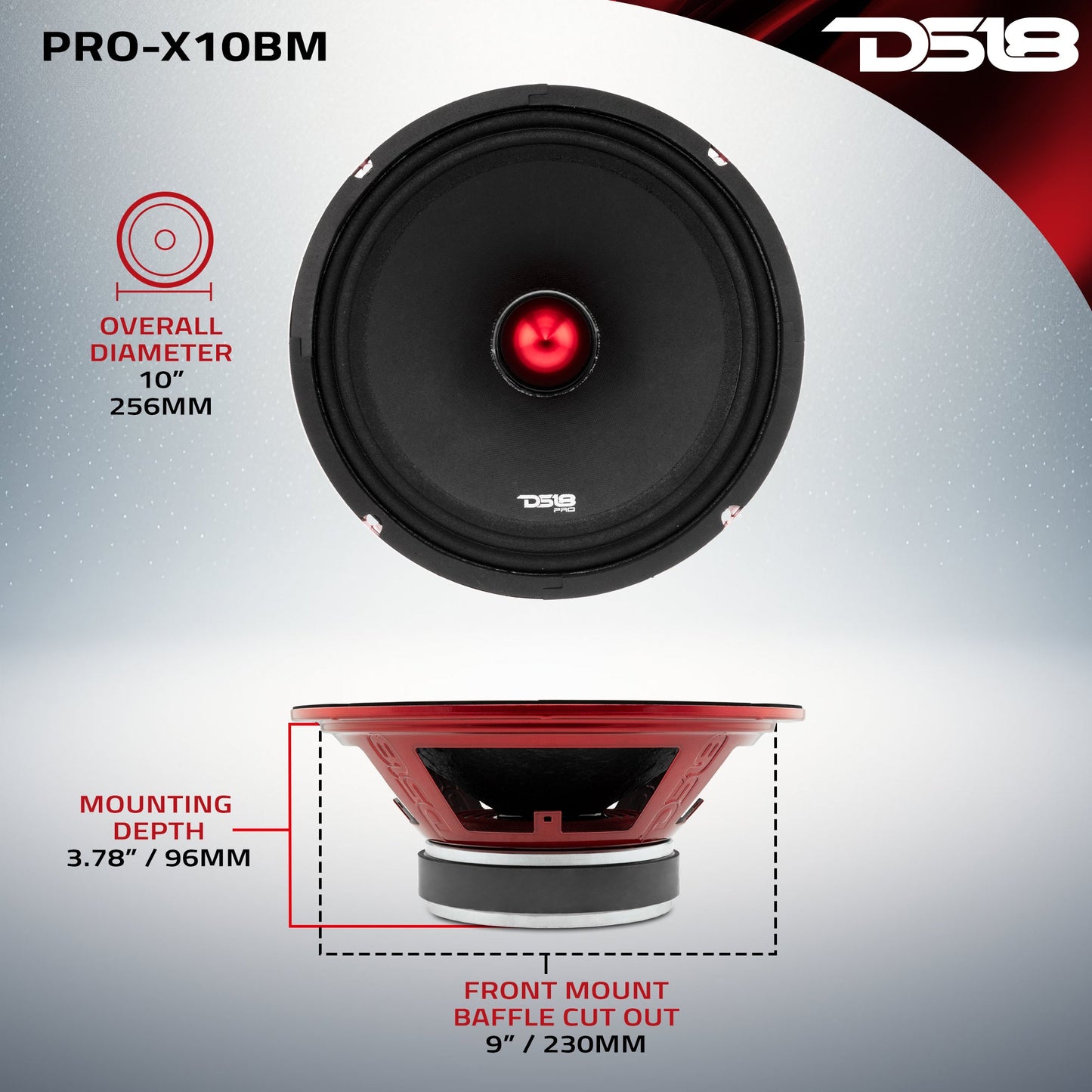 PRO-X 10" Mid-Range Bullet Loudspeaker 300 Watts Rms 8-Ohm