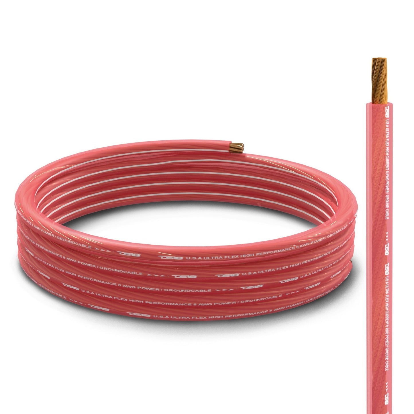 DS18 PW-OFC8GA-5BK/20RD 8-GA Ultra Flex OFC Ground Power Cable 5 Ft Black and 20 Ft Red Kit