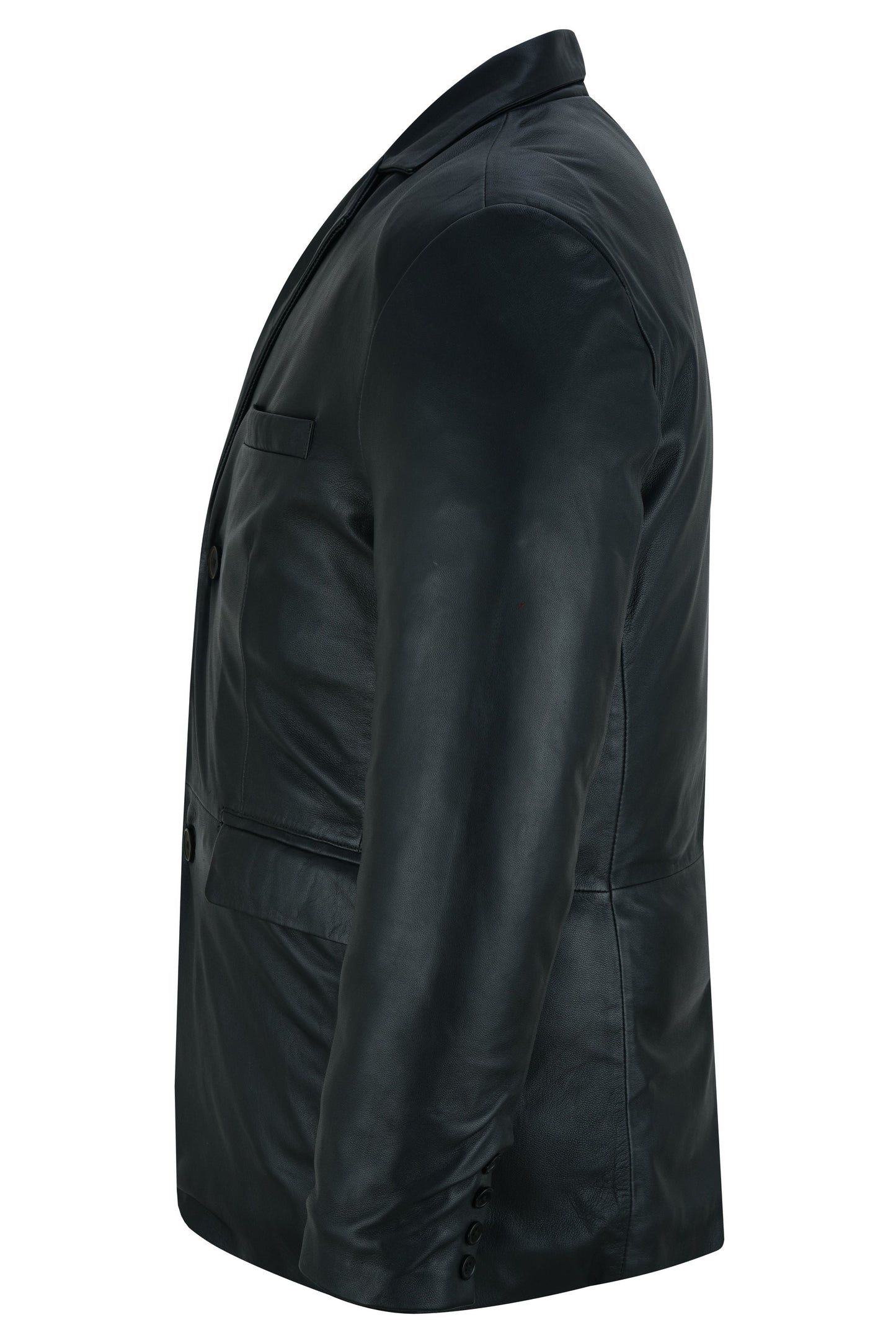 Retro Trim Men's Black Sheep Skin Leather Blazer