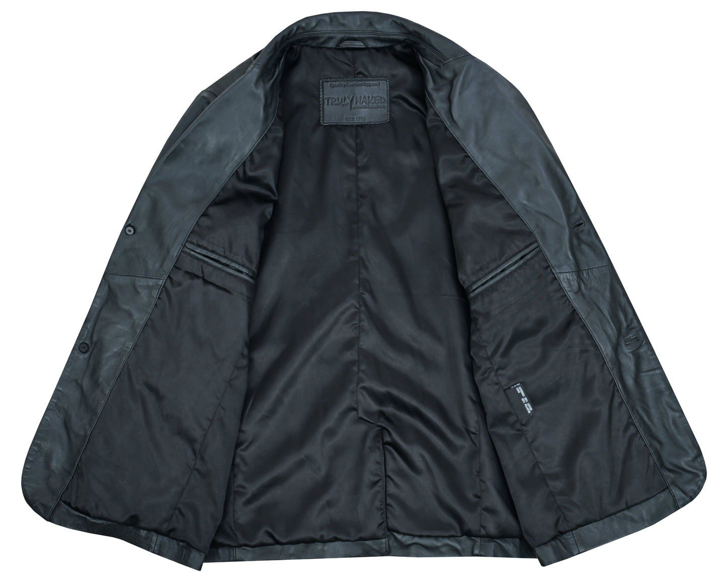 Retro Trim Men's Black Sheep Skin Leather Blazer