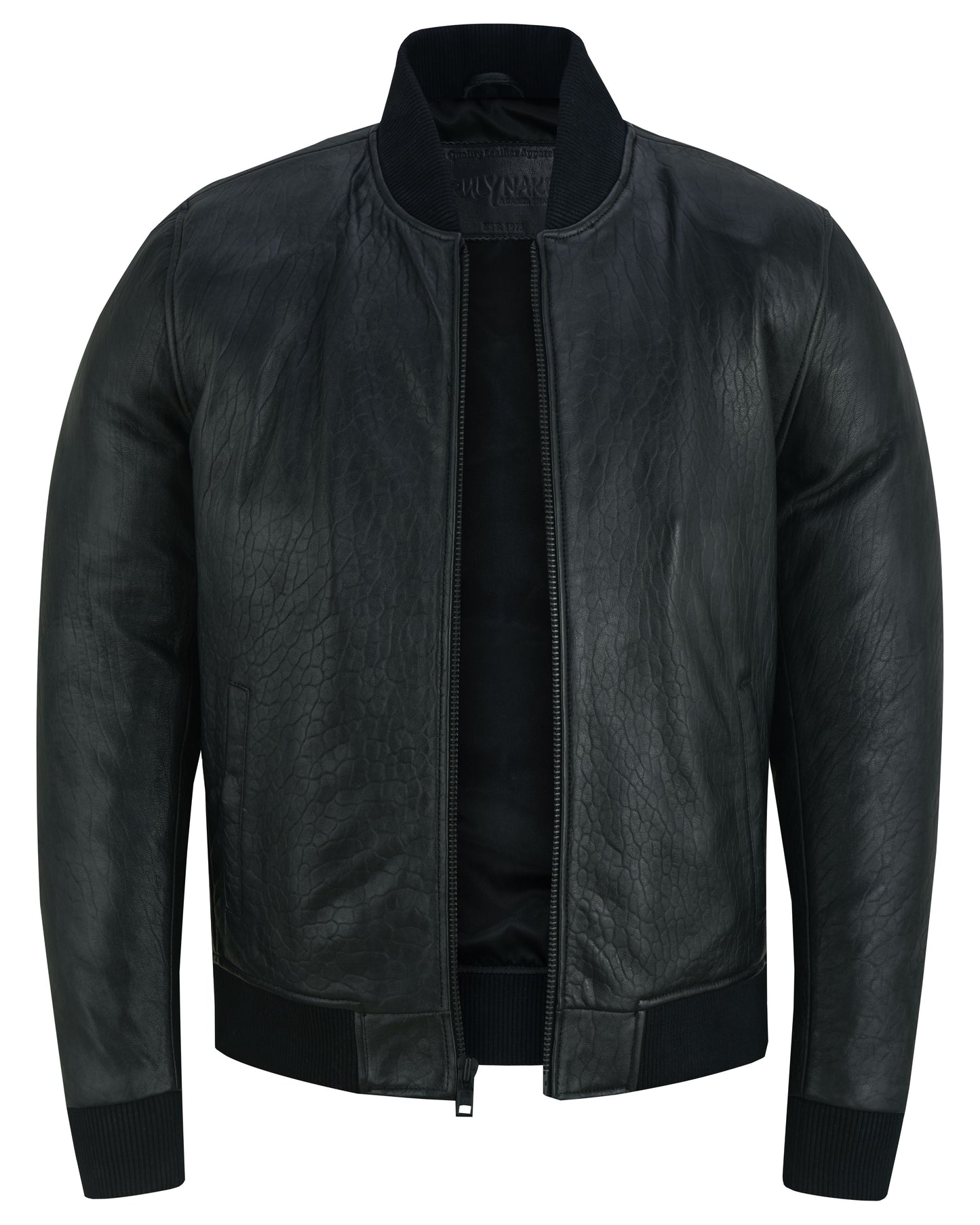 Stalwart Men's Fashion Black Leather Bomber Jacket