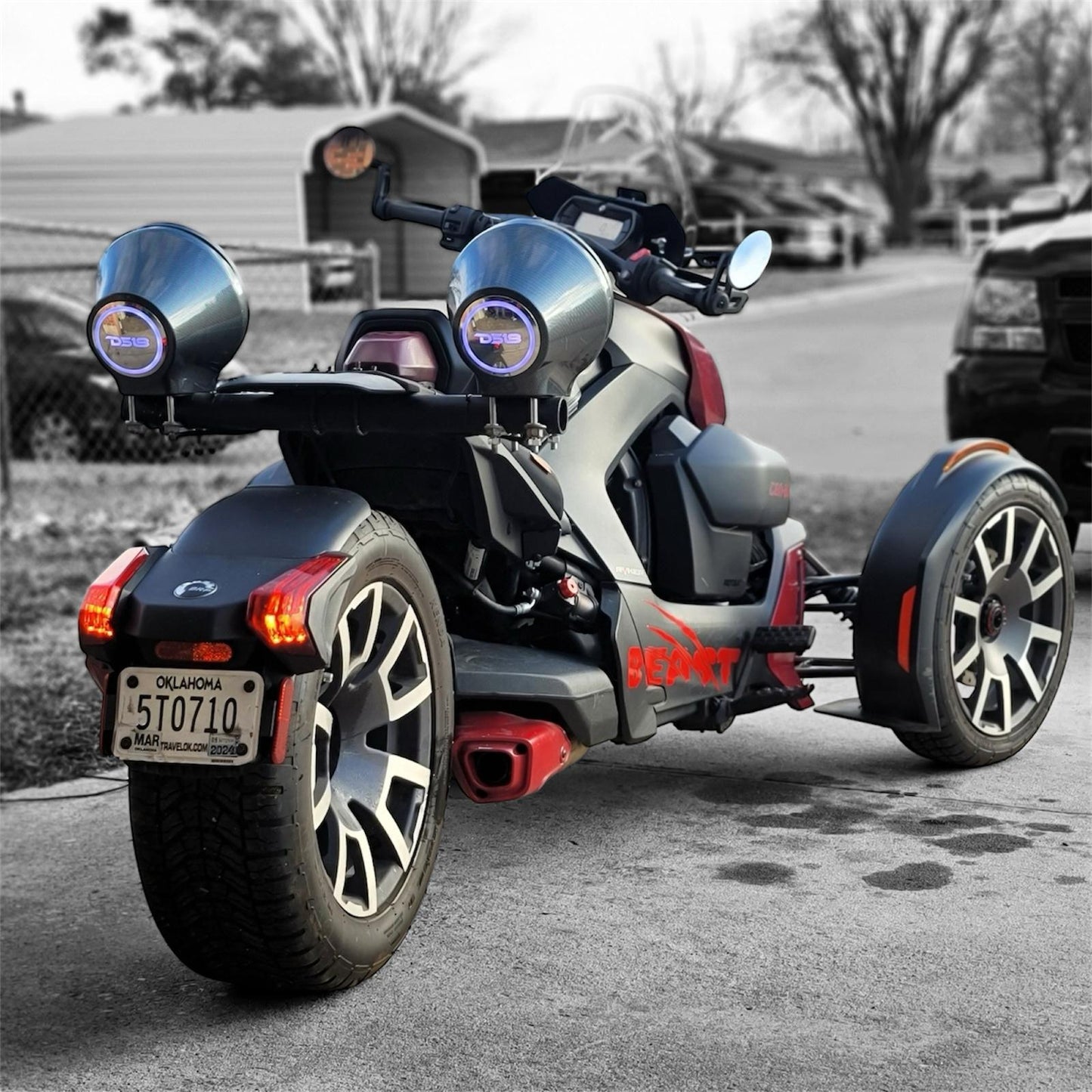 8” Universal Flat Mount Kick Panel Speaker Pod – Jet Skis, Jeeps, Motorcycles – RGB LED Lights