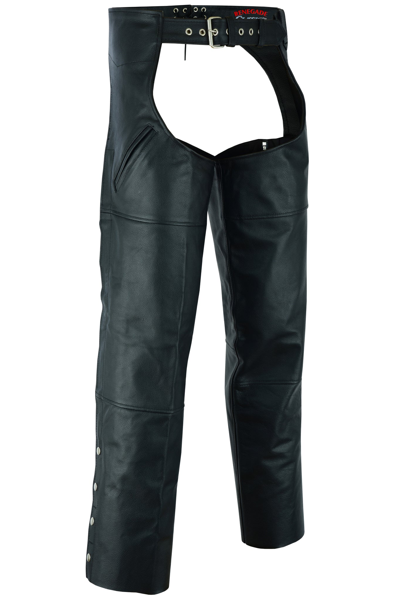 Leather Guard  Unisex leather motorcycle chaps - Black