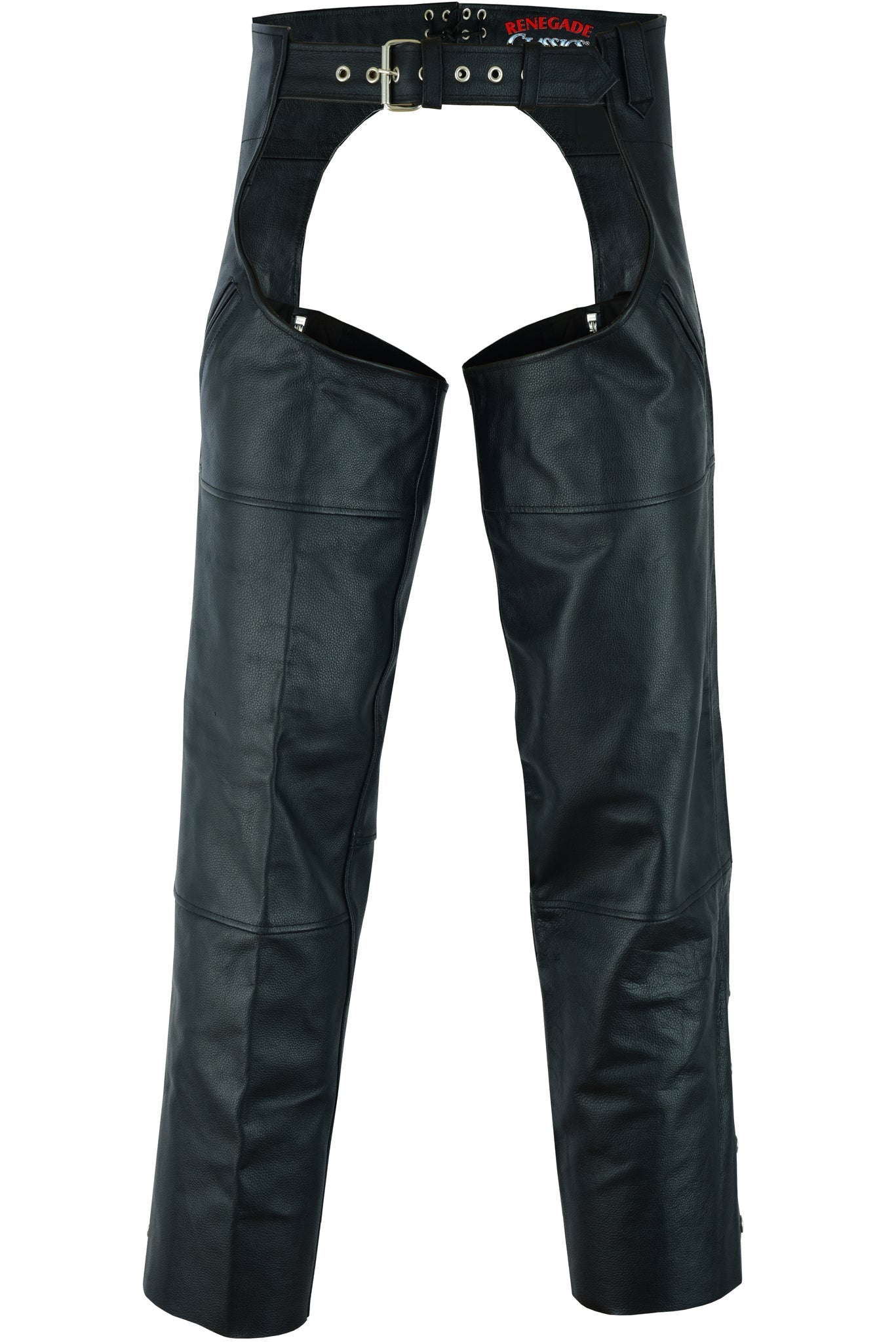Leather Guard  Unisex leather motorcycle chaps - Black