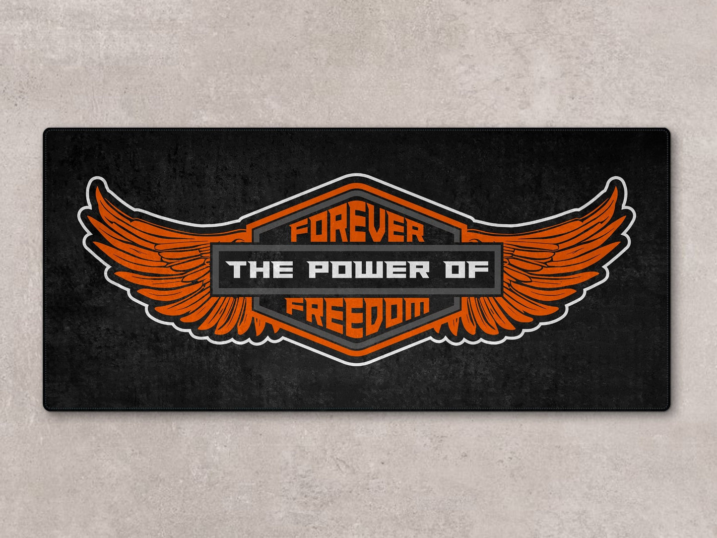 MPM Motorcycle Mat for Cruiser - Touring - Sport Motorcycle Wings " Forever The Power of Freedom " -  MM7102