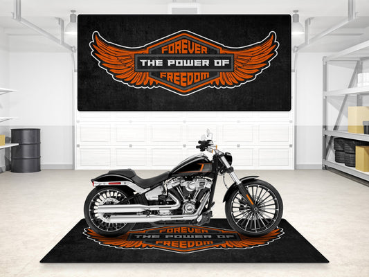 MPM Motorcycle Mat for Cruiser - Touring - Sport Motorcycle Wings " Forever The Power of Freedom " -  MM7102