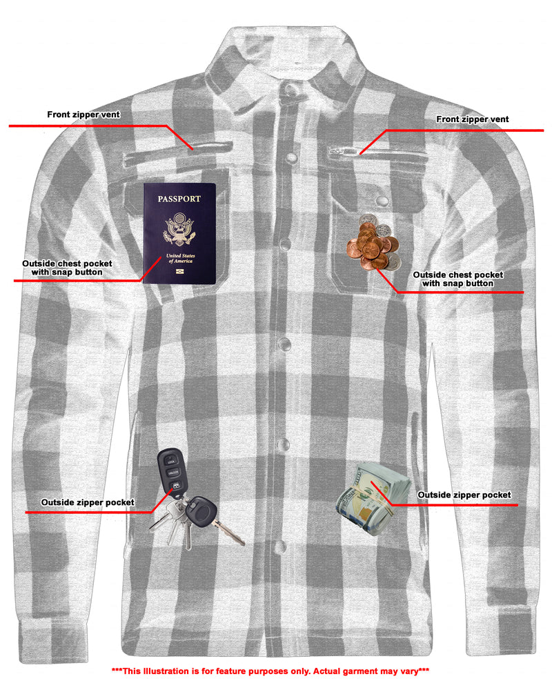 Lumberjack Men's  Armored Motorcycle Flannel Shirt - Blue