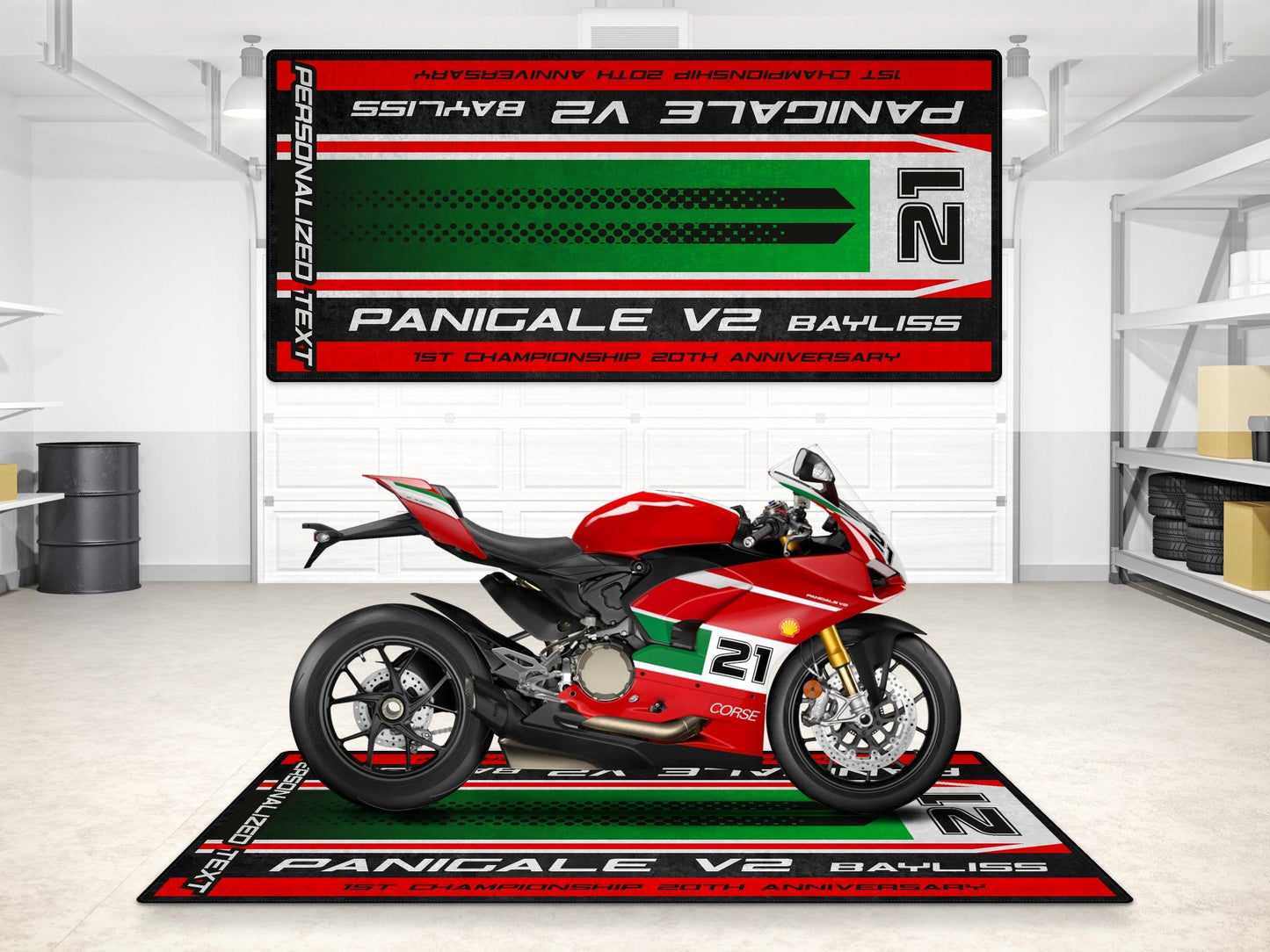 MPM Motorcycle Mat for Ducati Panigale V2 Bayliss 1st Championship 20th Anniversary - MM7193