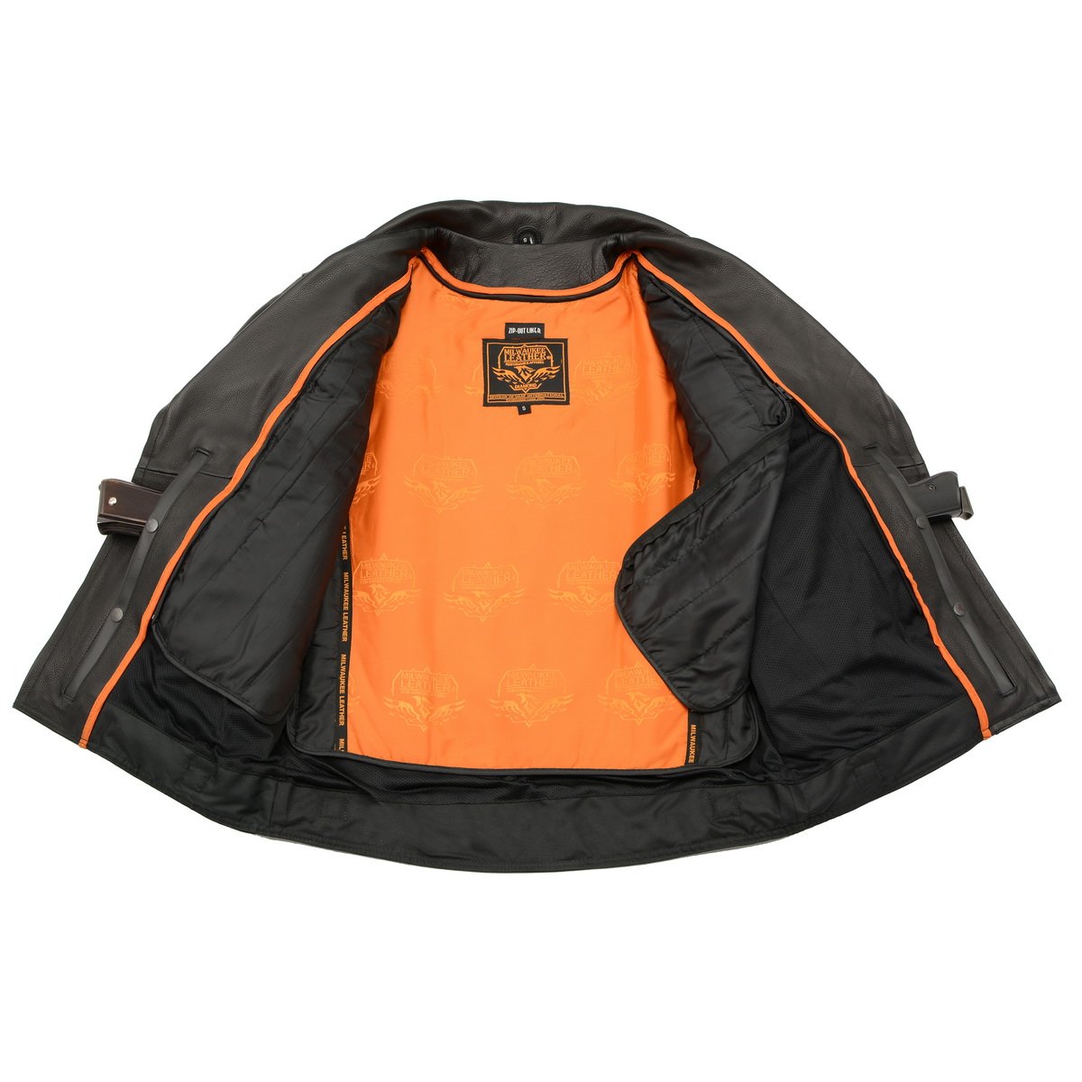 Milwaukee Leather LKM1720T Men's Tall Sizes Black Premium Leather Motorcycle Vented Leather Jacket w/ Utility Pockets