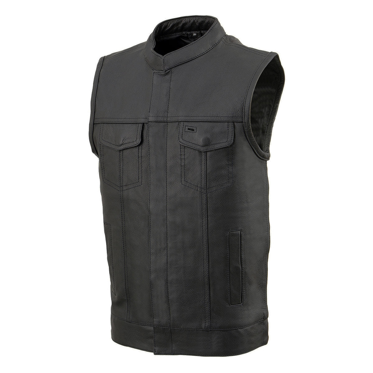 Milwaukee Leather LKY3850 Youth Size Black Leather Open Neck Club Style Motorcycle Riders Vest