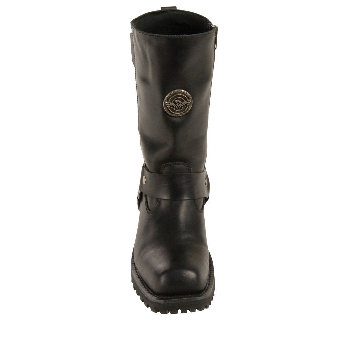 Milwaukee Leather MBM9060W Men's Black Wide-Width 11-inch Classic Harness Square Toe Boots