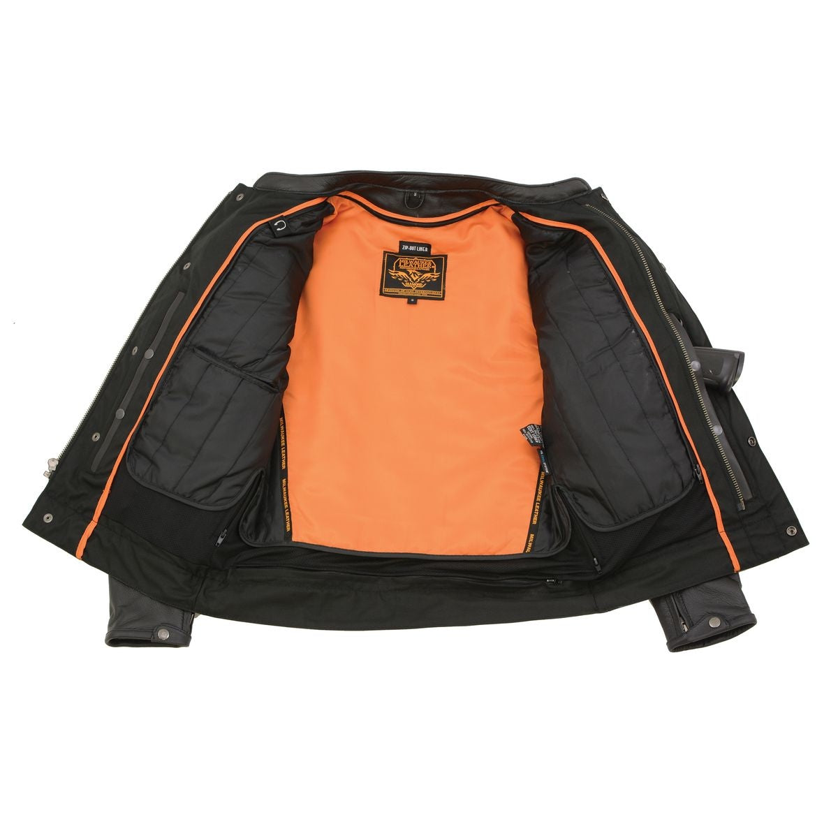 Milwaukee Leather MLM1506 Men's Black Premium Leather Motorcycle Jacket w/ Utility Pockets Cool-Tec Leather Treatement