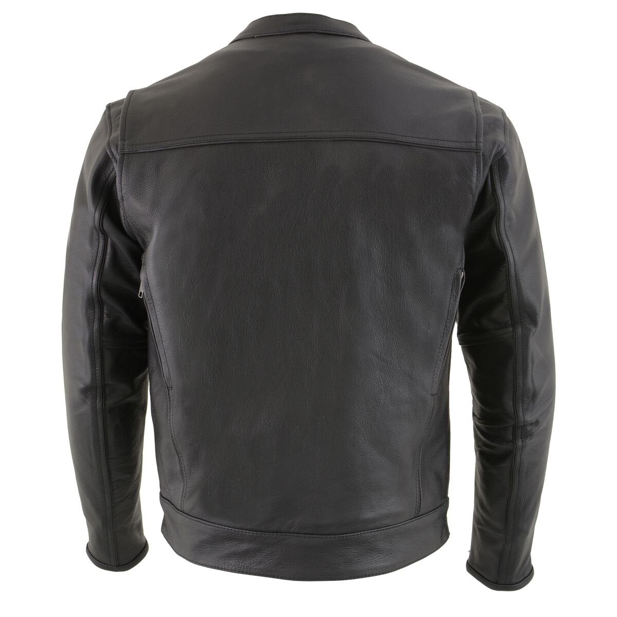 Milwaukee Leather MLM1506 Men's Black Premium Leather Motorcycle Jacket w/ Utility Pockets Cool-Tec Leather Treatement