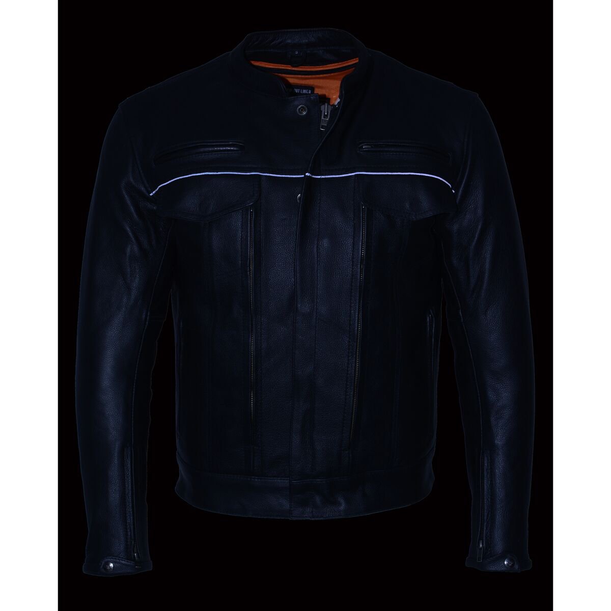 Milwaukee Leather MLM1506 Men's Black Premium Leather Motorcycle Jacket w/ Utility Pockets Cool-Tec Leather Treatement
