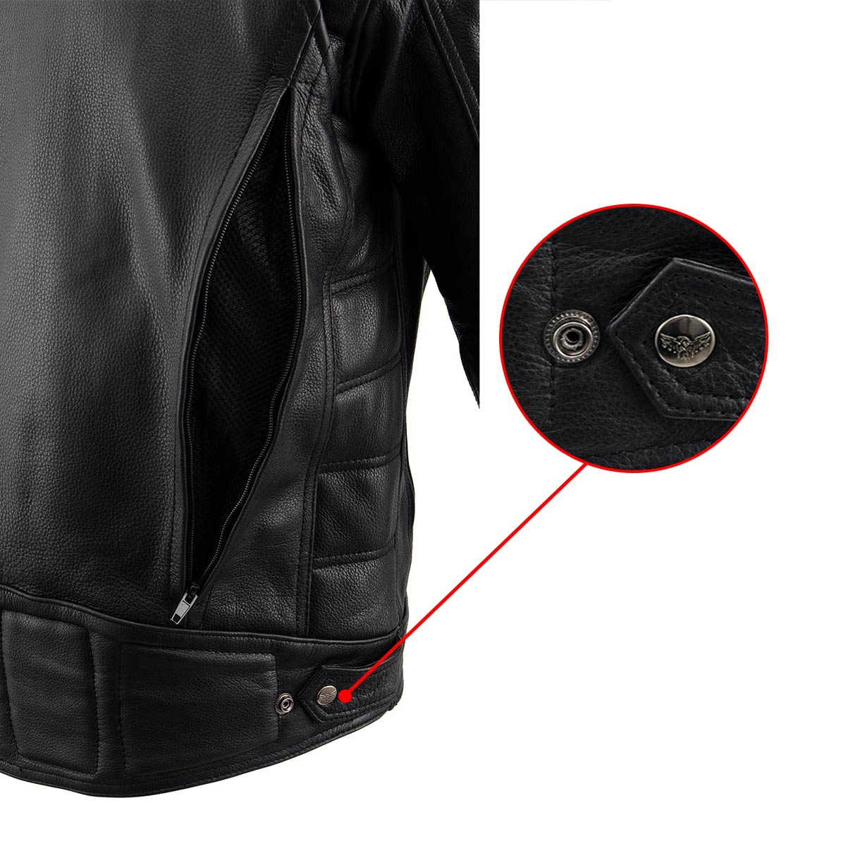 Milwaukee Leather MLM1514SET All Season Black Premium Leather Motorcycle Riders Jacket w/ Heated and Cool-Tec Technology
