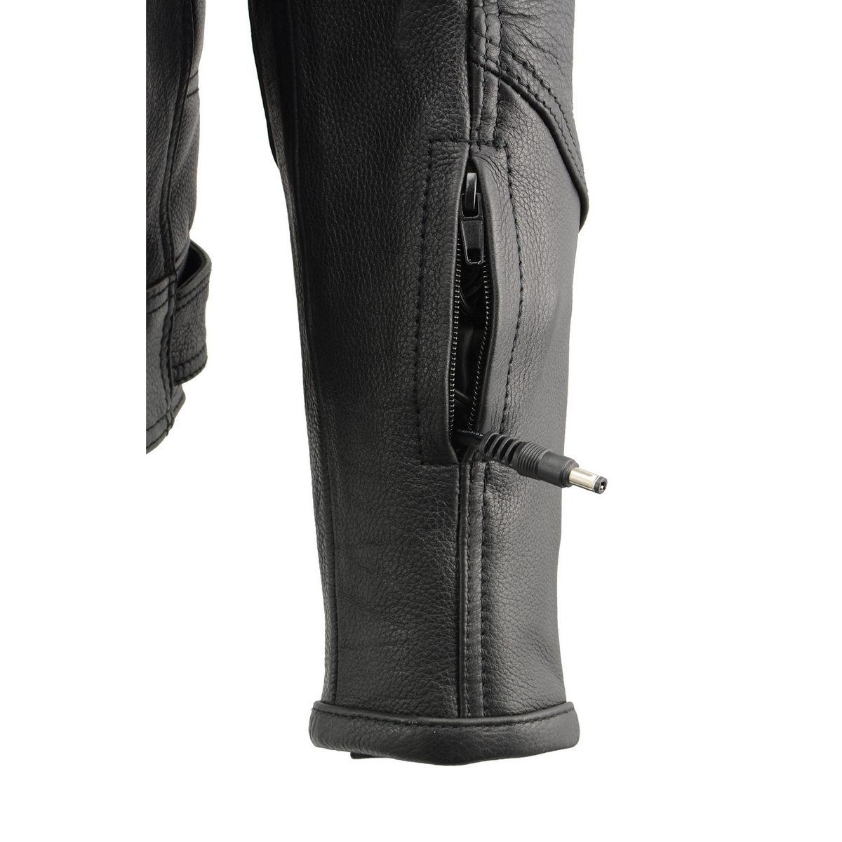 Milwaukee Leather MLM1514SET All Season Black Premium Leather Motorcycle Riders Jacket w/ Heated and Cool-Tec Technology