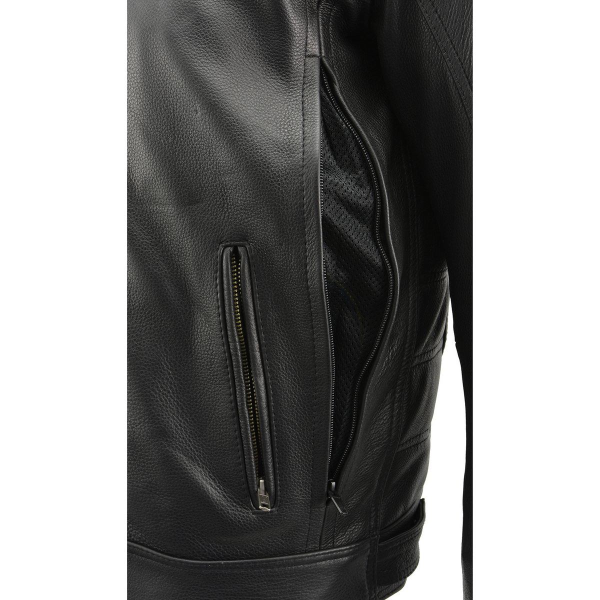 Milwaukee Leather MLM1514SET All Season Black Premium Leather Motorcycle Riders Jacket w/ Heated and Cool-Tec Technology