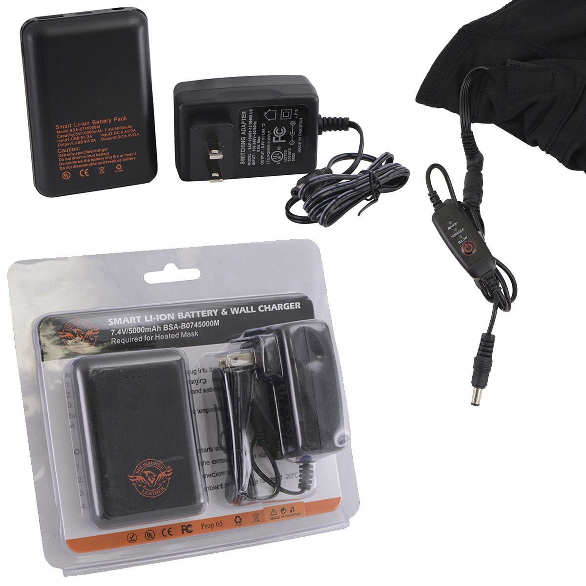 Hot Leathers T68-SP 'The O.G.' No Logo Flat Black DOT Helmet with MP7922FMSET Heated Balaclava Bundle