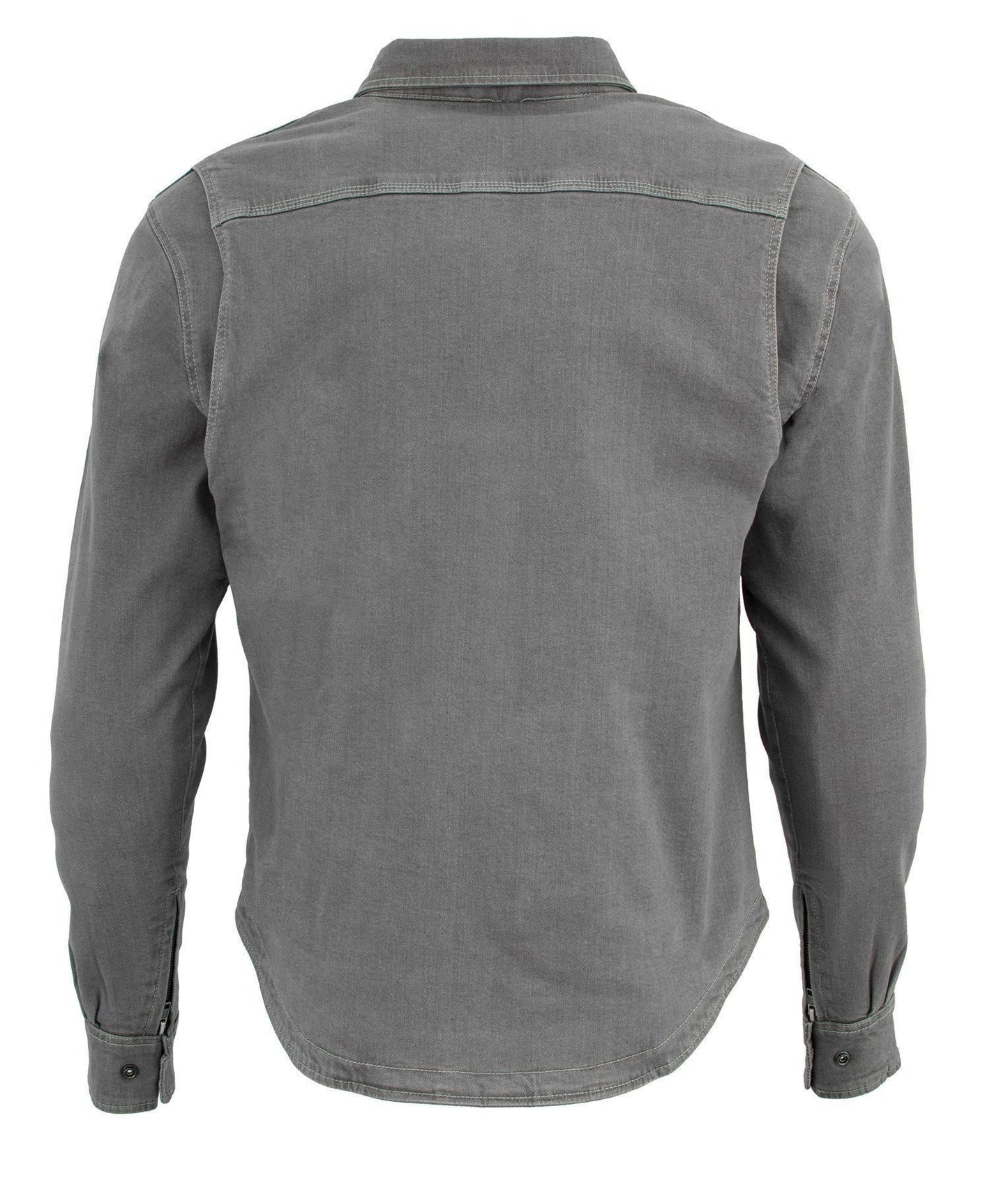 Milwaukee Leather MPM1621 Men's Grey Long Sleeve Flannel Biker Shirt w/ CE Armor - Reinforced w/ Aramid Fibers