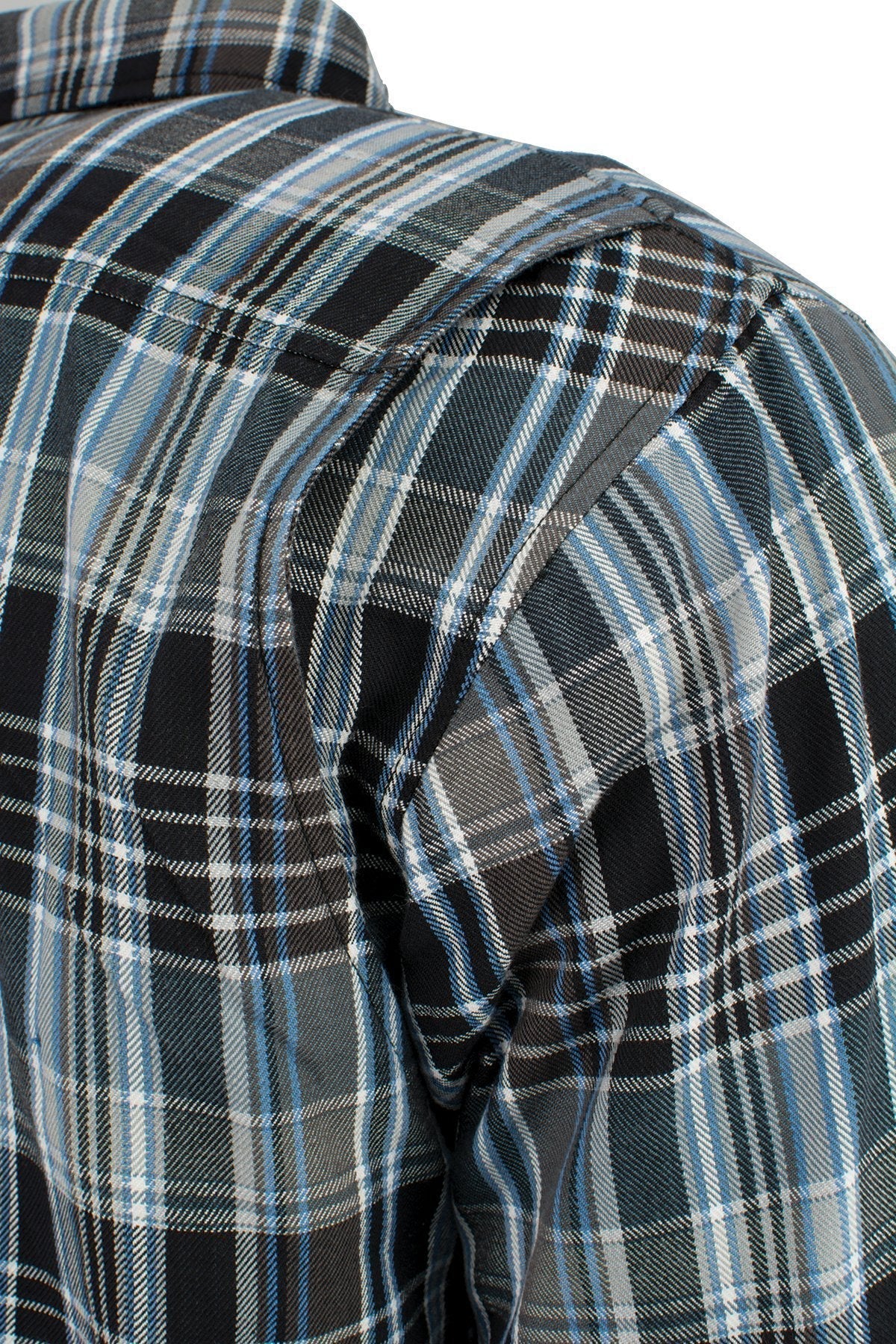 Milwaukee Leather MPM1636 Men's Long Sleeve Flannel Biker Shirt w/ CE Approved Armor - Reinforced w/ Aramid Fiber