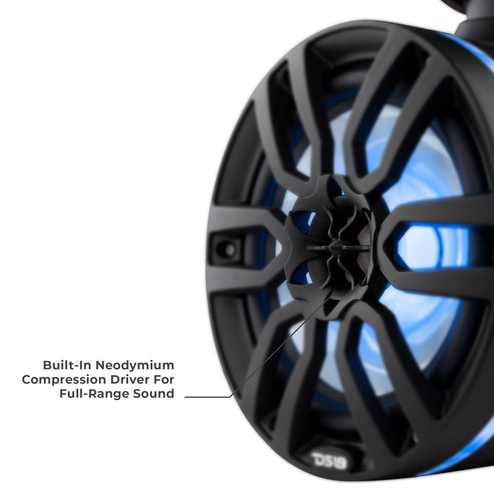 NXL 6.5" Marine Water Resistant Wakeboard Tower Speakers with Integrated RGB LED Lights 300 Watts