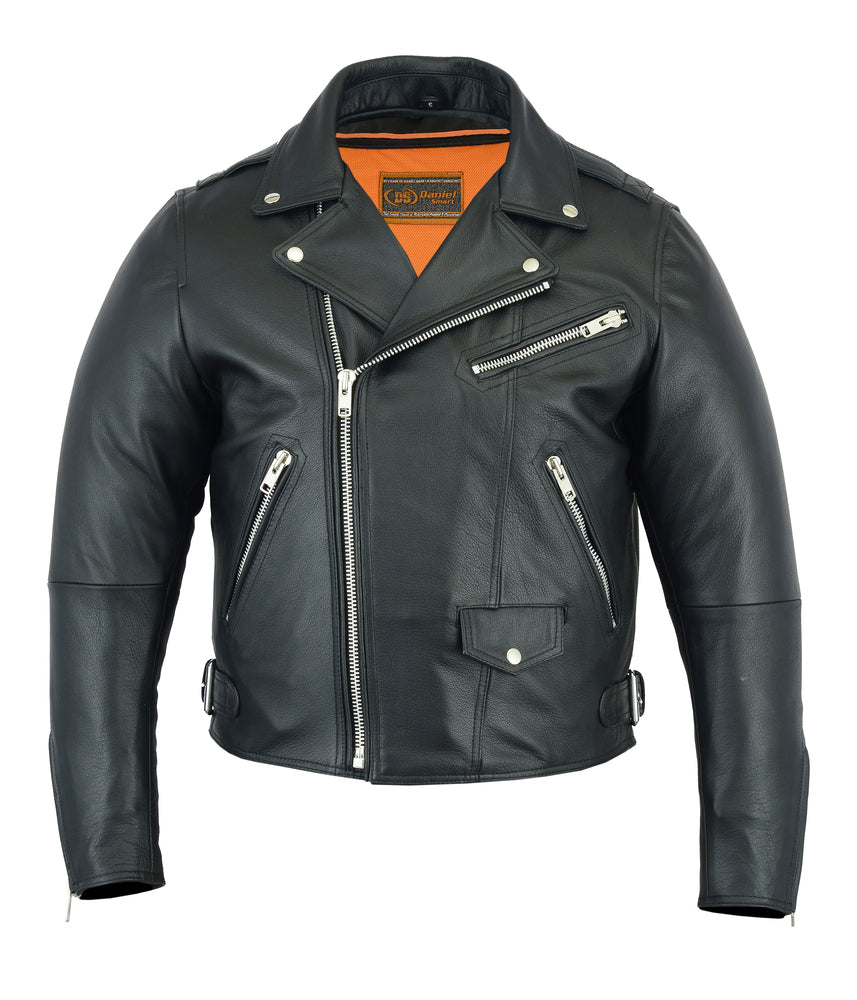 Men's Modern Full Cut Beltless Biker Jacket - Black