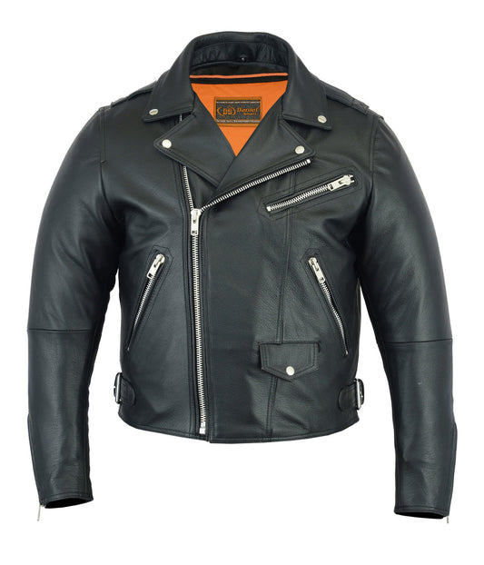 Men's Modern Full Cut Beltless Biker Jacket - Black