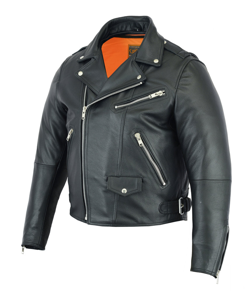 Men's Modern Full Cut Beltless Biker Jacket - Black