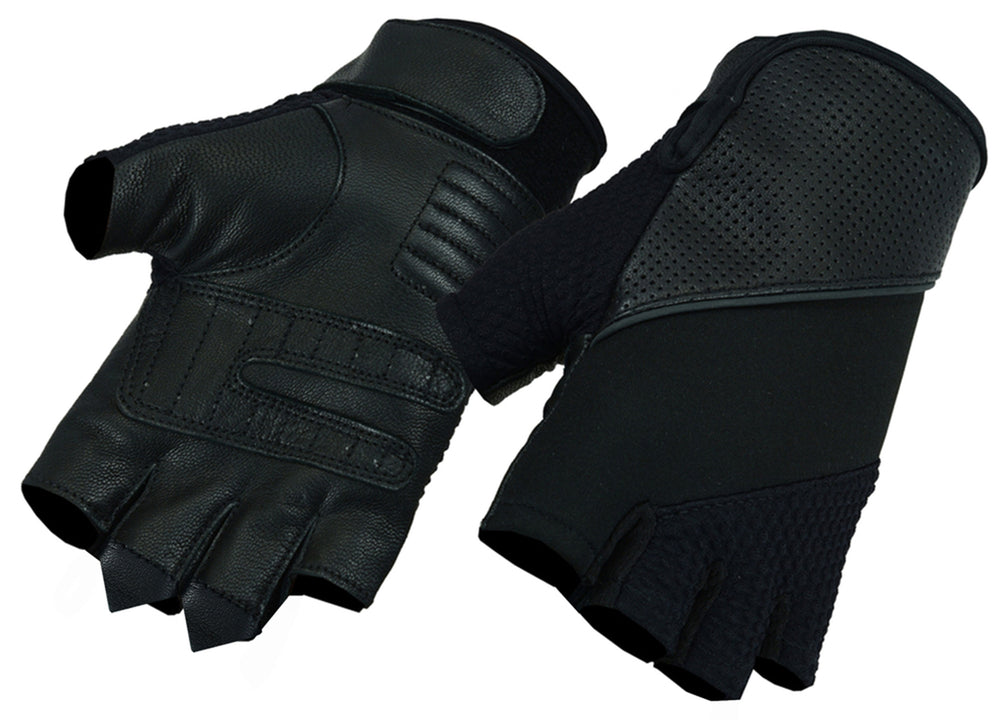 DS7 Leather/ Textile Fingerless Glove